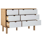 Commode OTTA marron et blanc 111x43x73,5 cm bois de pin massif