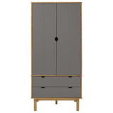 Garde-robe OTTA Marron et gris 76,5x53x172 cm Bois massif pin