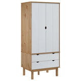 Garde-robe OTTA Marron et blanc 76,5x53x172 cm Bois massif pin