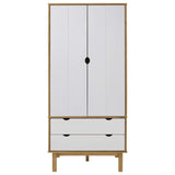 Garde-robe OTTA Marron et blanc 76,5x53x172 cm Bois massif pin