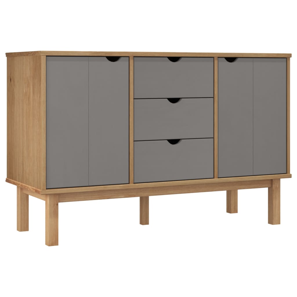 OTTA Sideboard Braun und Grau 113,5x43x73 cm Massives Kiefernholz