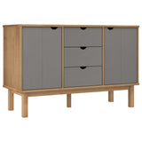 OTTA Sideboard Braun und Grau 113,5x43x73 cm Massives Kiefernholz