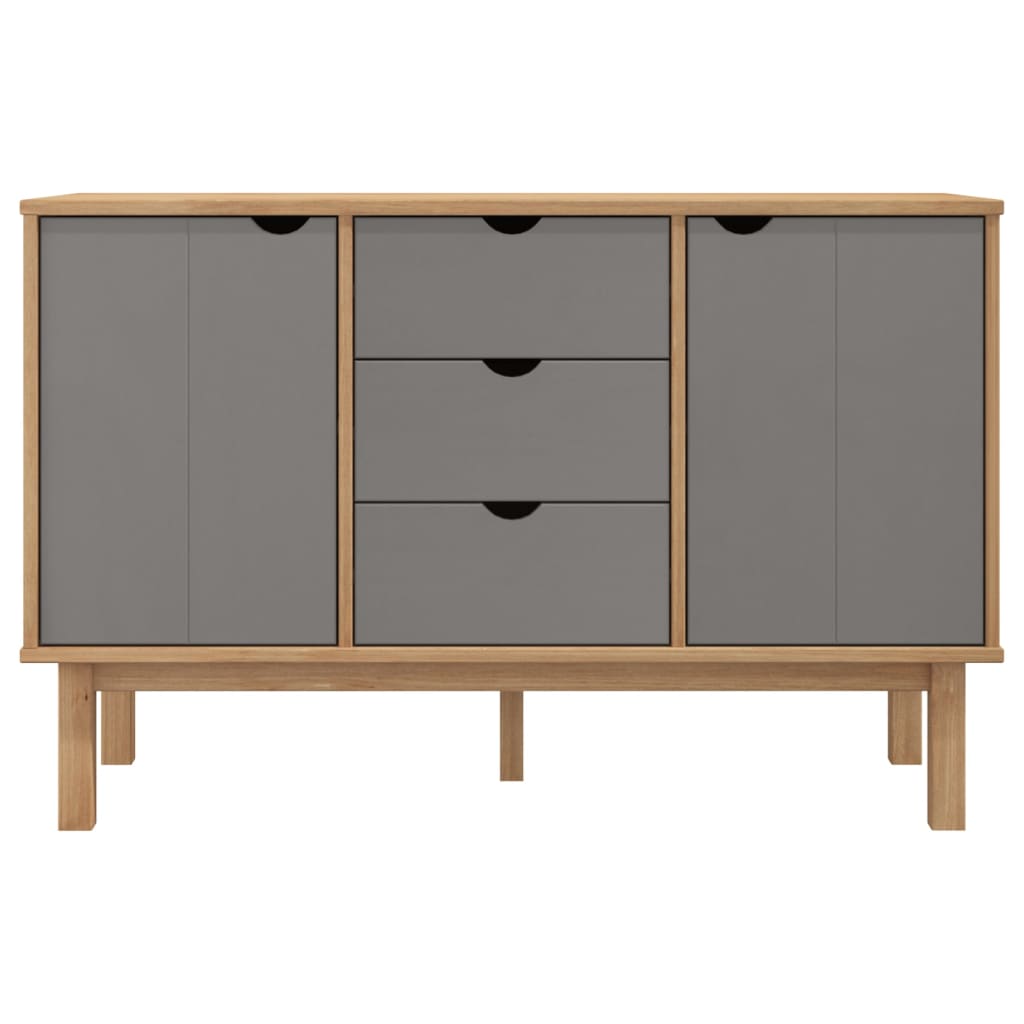 OTTA Sideboard Braun und Grau 113,5x43x73 cm Massives Kiefernholz