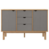 OTTA Sideboard Braun und Grau 113,5x43x73 cm Massives Kiefernholz