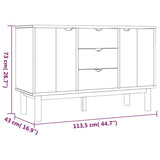 OTTA Sideboard Braun und Grau 113,5x43x73 cm Massives Kiefernholz