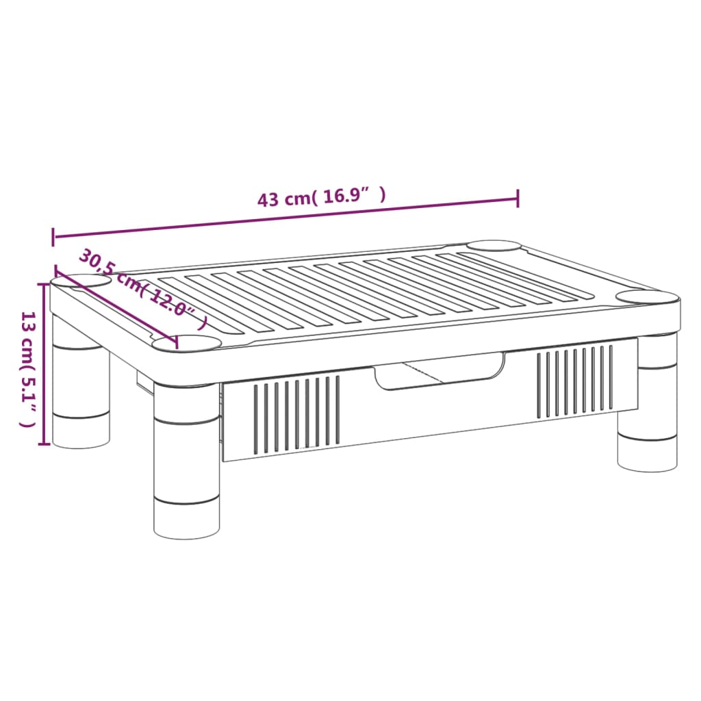 Support de moniteur Noir 43x30,5x13 cm