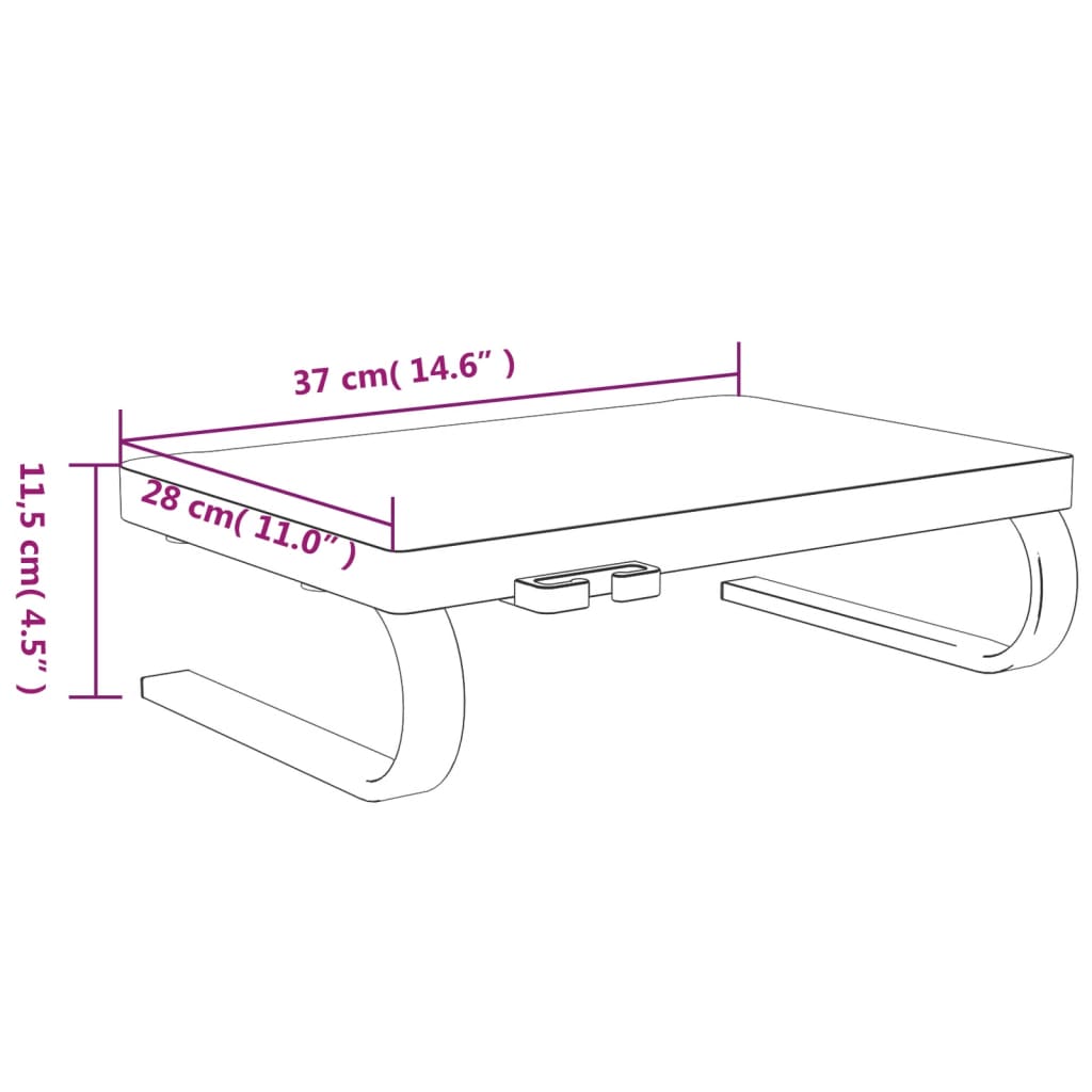 Support de moniteur Noir 37x28x11,5 cm