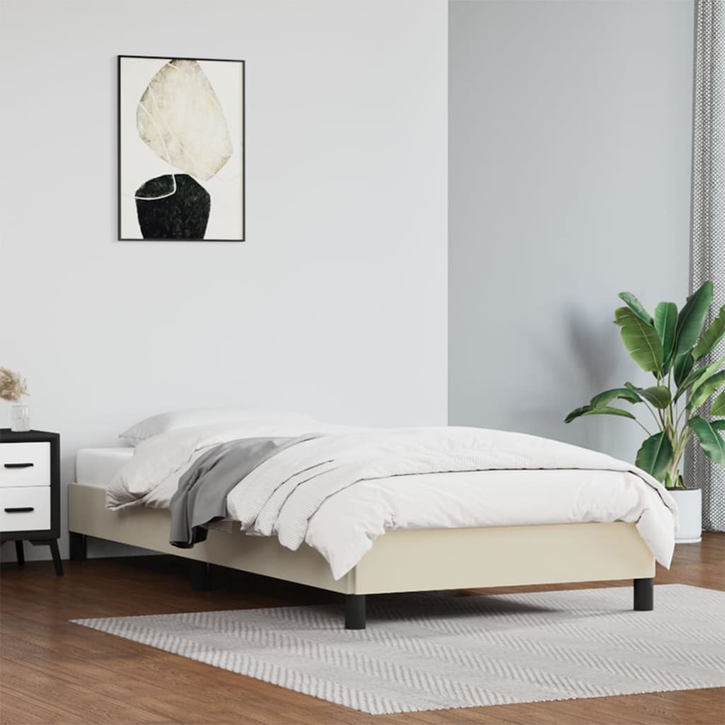 Cadre de lit sans matelas crème 90x200 cm similicuir