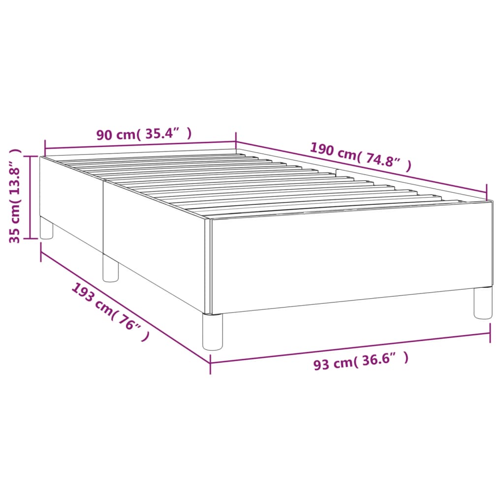 Cadre de lit sans matelas marron foncé 90x190 cm tissu