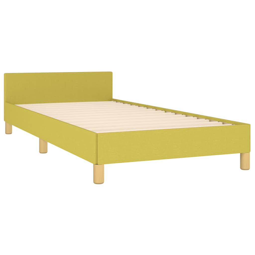 Cadre de lit avec tête de lit sans matelas vert 80x200 cm tissu