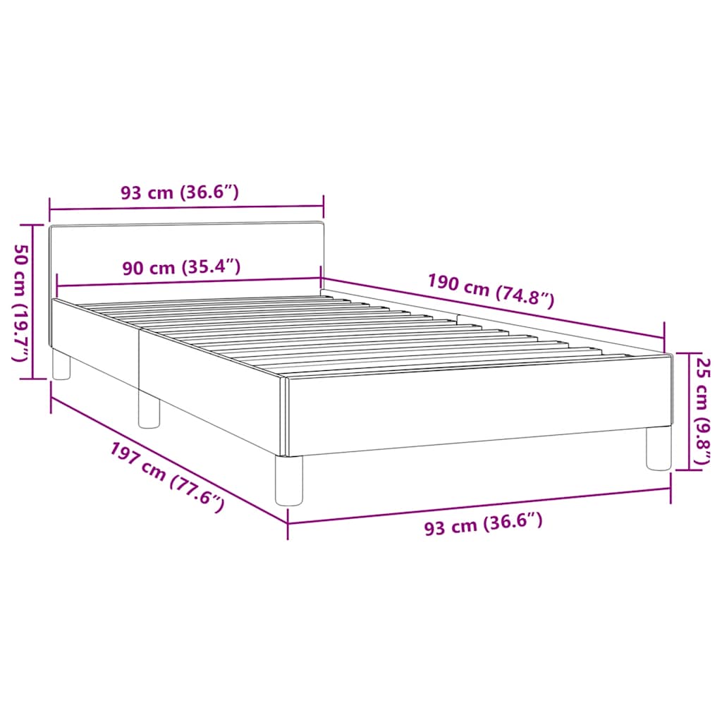 Cadre de lit avec tête de lit sans matelas vert 90x190 cm tissu