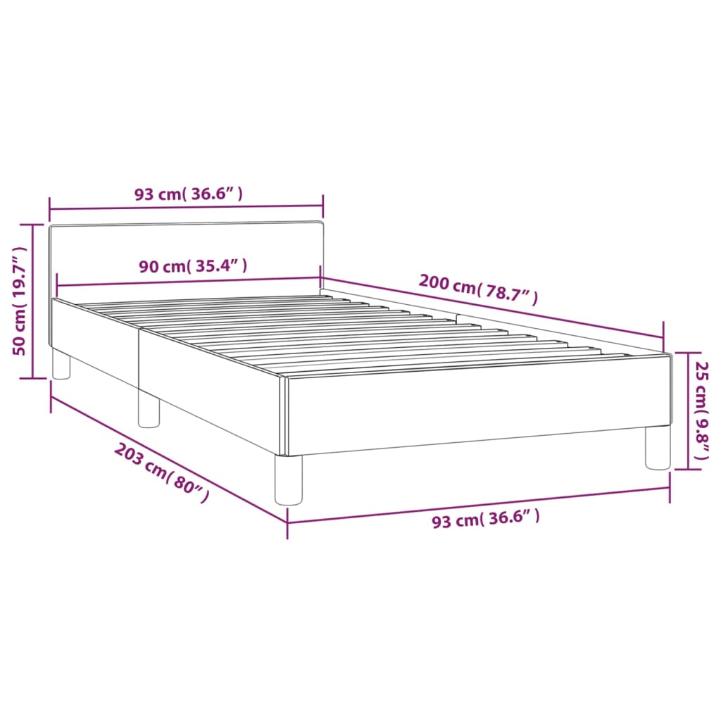 Cadre de lit avec tête de lit sans matelas vert 90x200 cm tissu