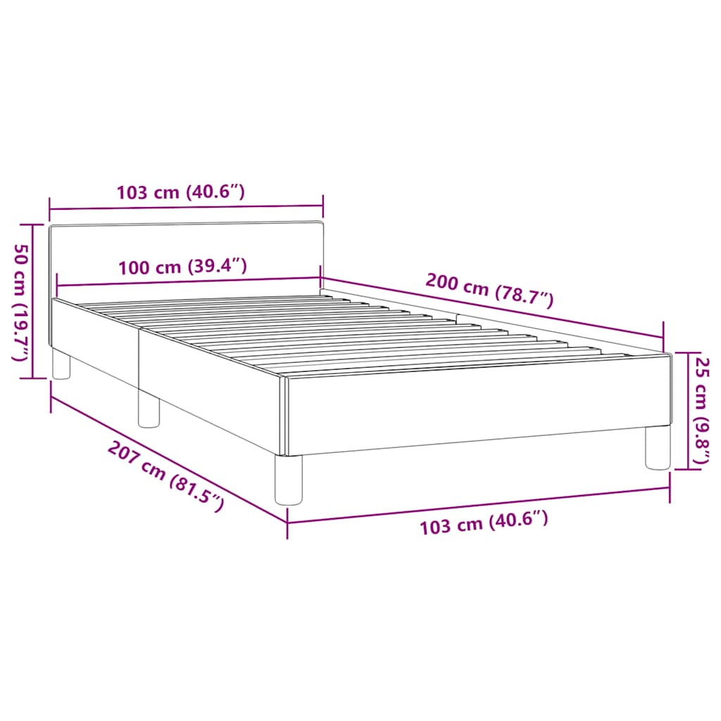 Cadre de lit sans matelas vert 100x200 cm tissu