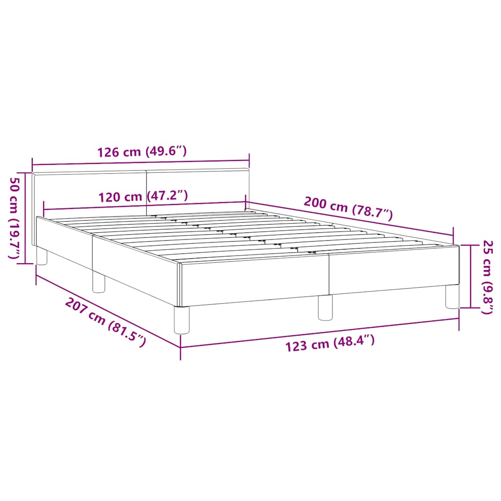 Bettgestell ohne Matratze dunkelgrau 120x200 cm Stoff