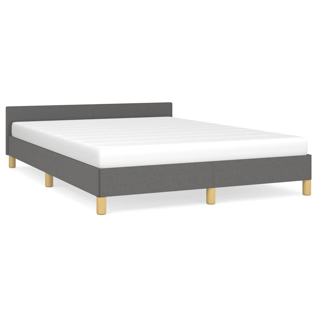 Cadre de lit sans matelas gris foncé 140x190 cm tissu