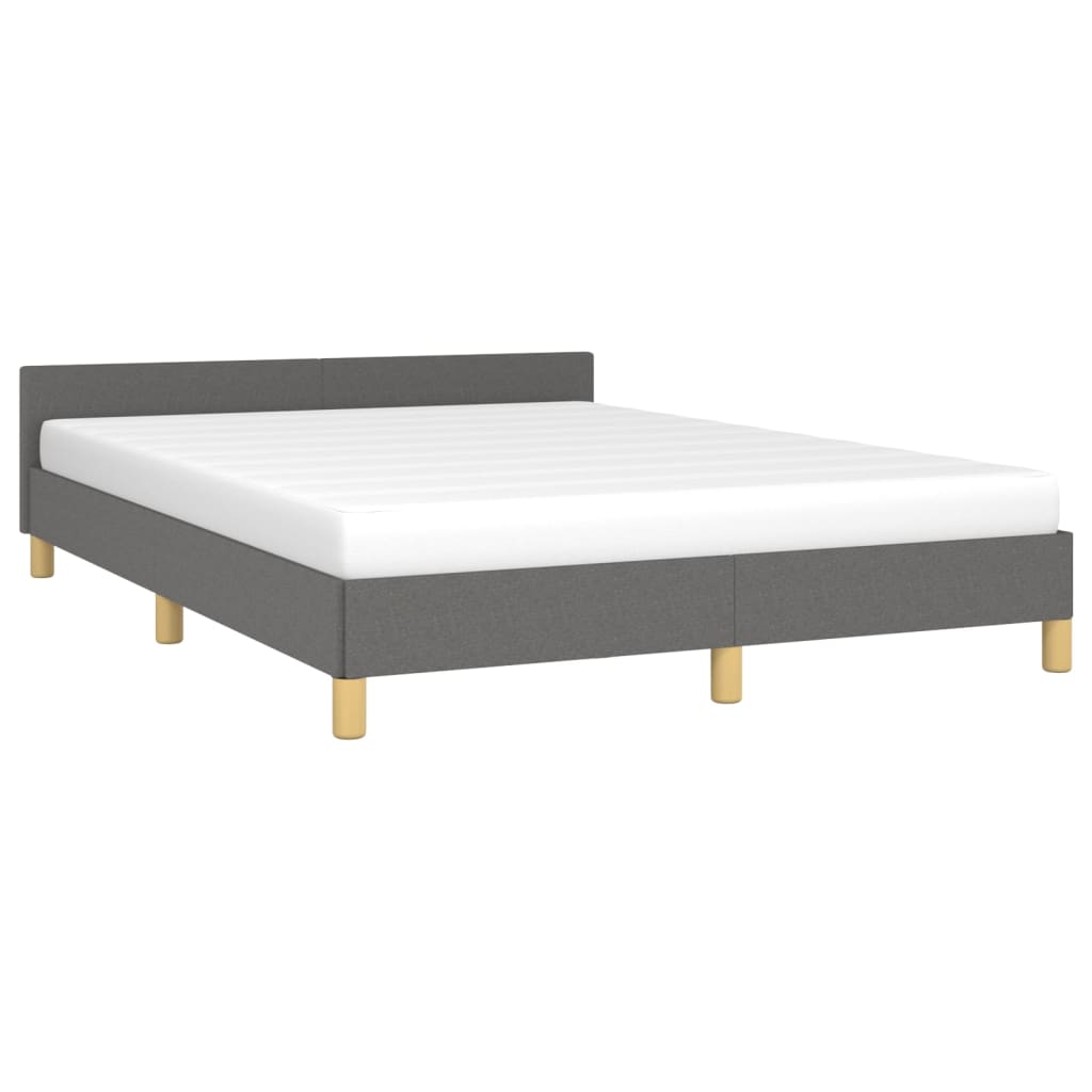 Cadre de lit sans matelas gris foncé 140x190 cm tissu