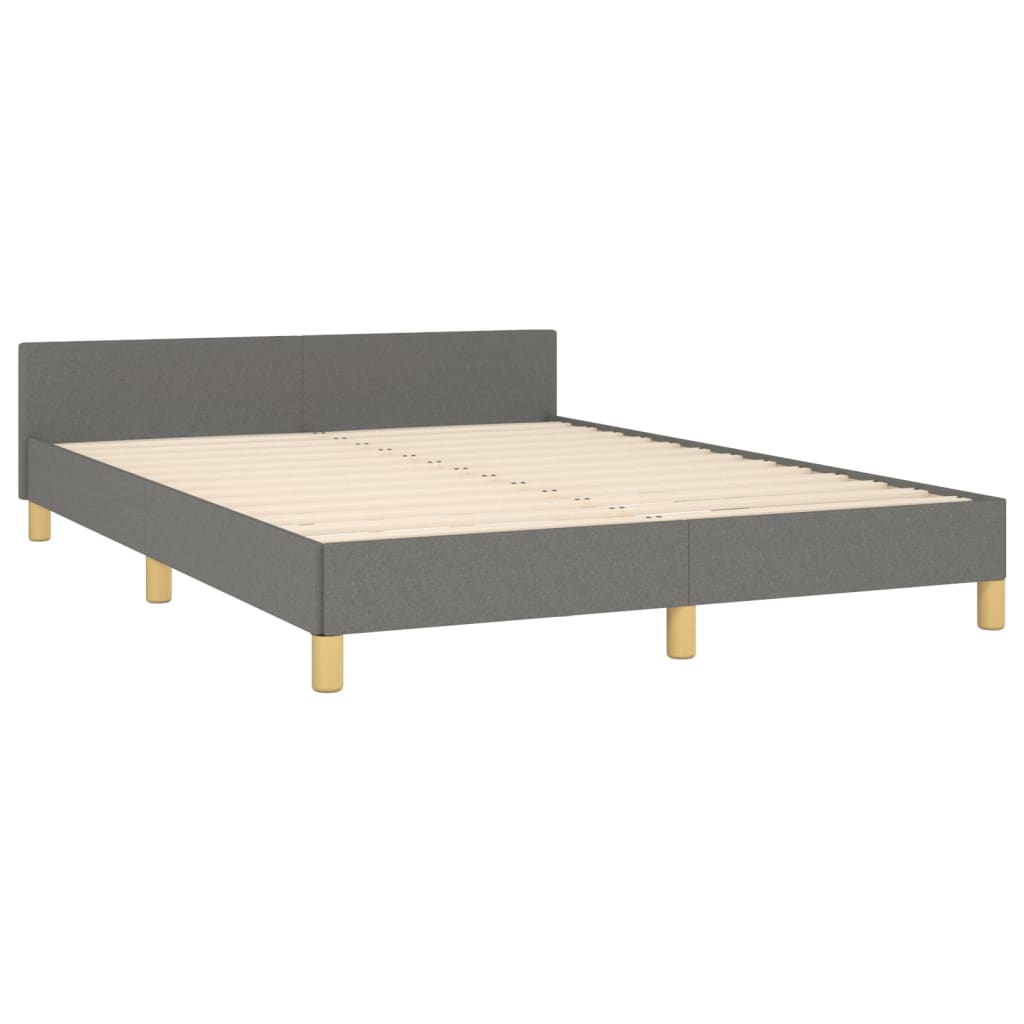 Cadre de lit sans matelas gris foncé 140x190 cm tissu