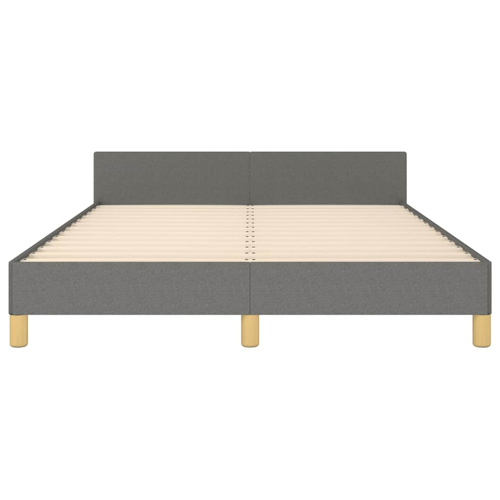 Cadre de lit sans matelas gris foncé 140x190 cm tissu