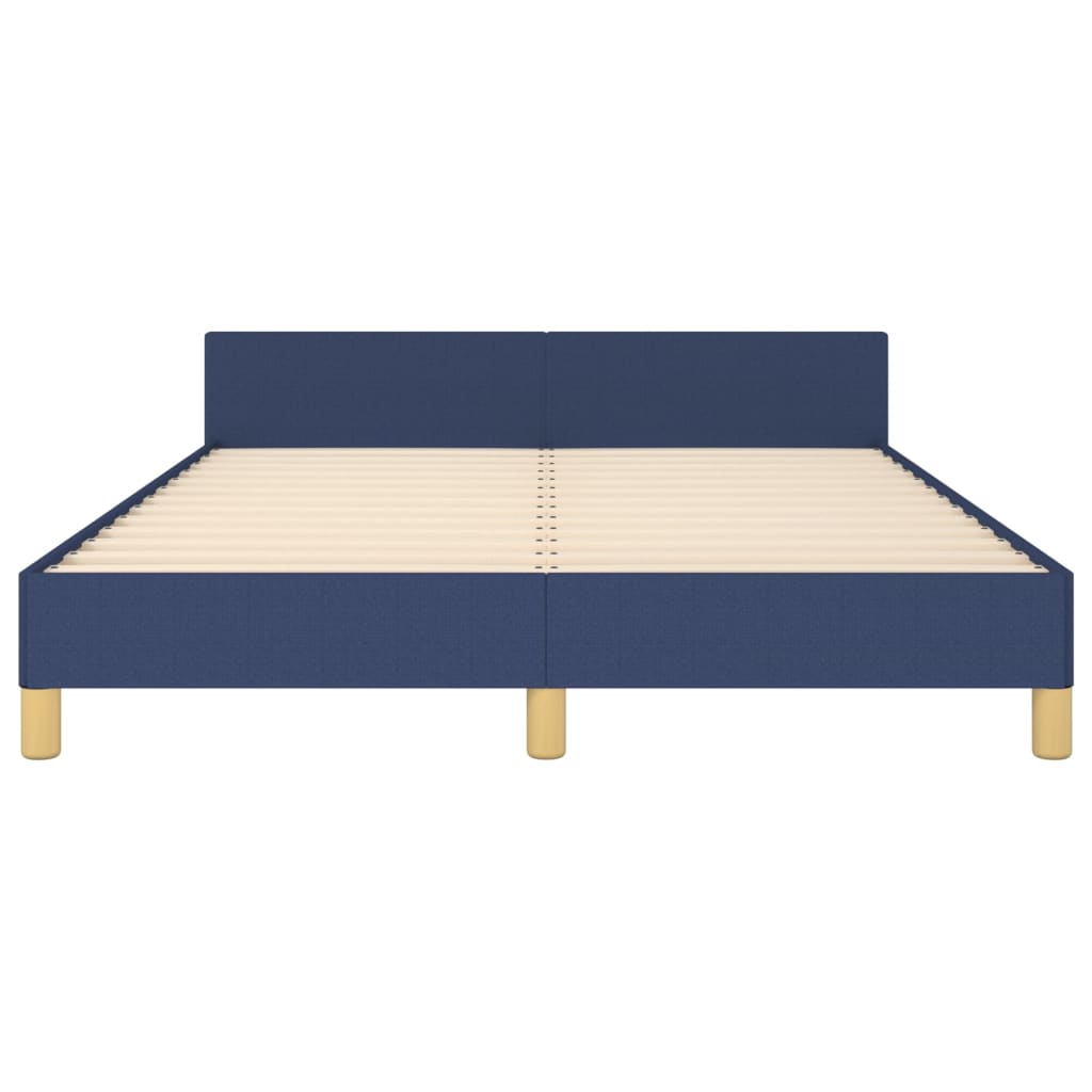 Bed frame with headboard without mattress blue 140x190cm fabric