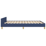 Bed frame with headboard without mattress blue 140x190cm fabric