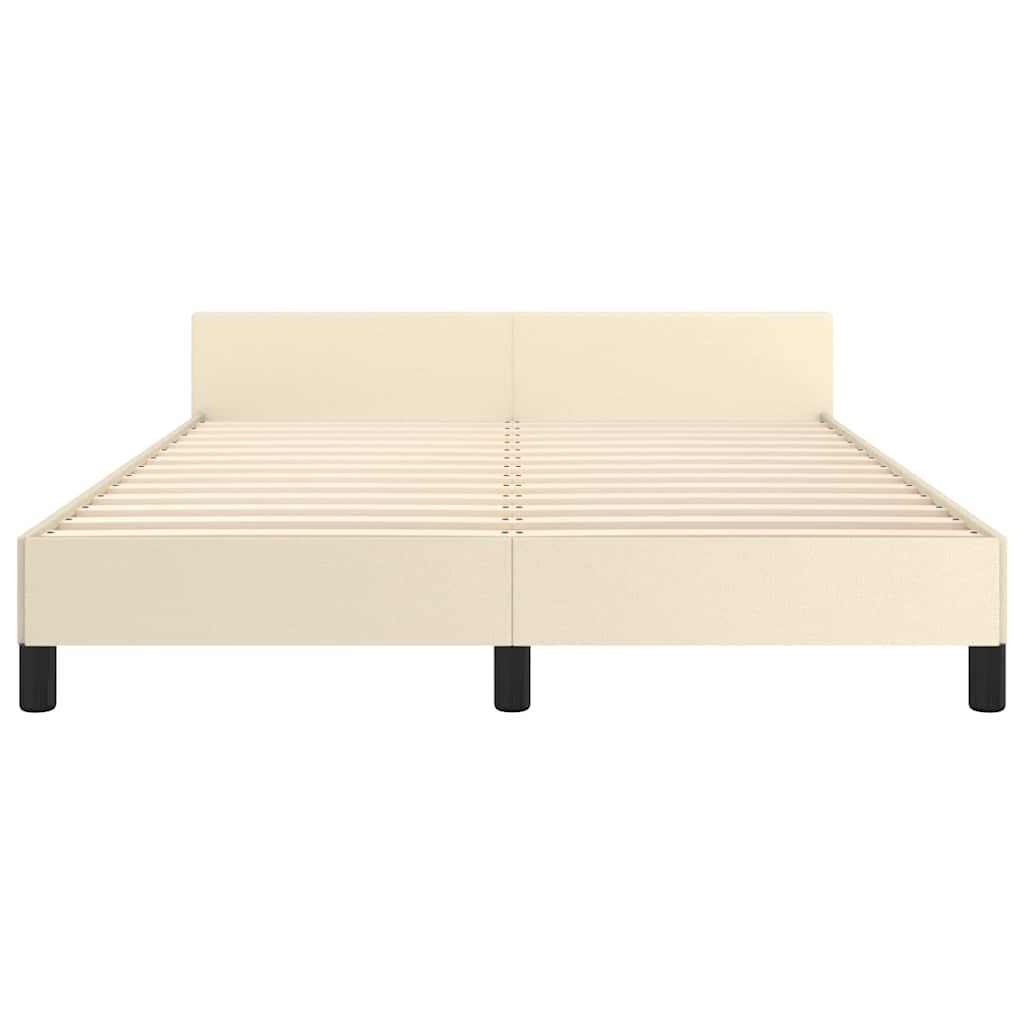 Cadre de lit avec tête de lit sans matelas crème 140x190 cm