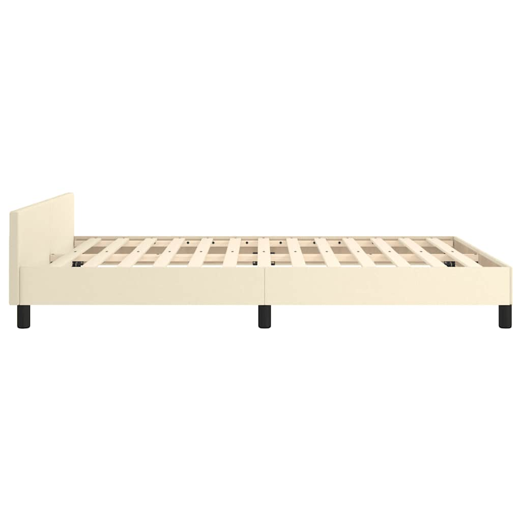 Cadre de lit avec tête de lit sans matelas crème 140x190 cm