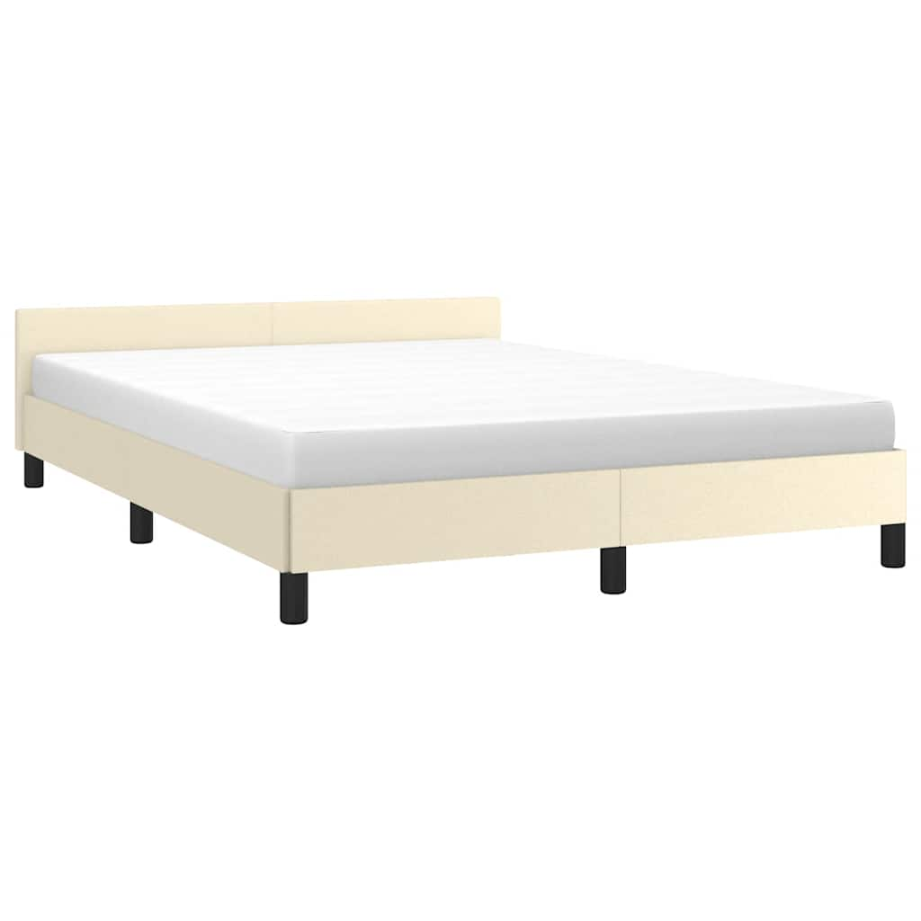 Bed frame with headboard without mattress cream 140x200 cm