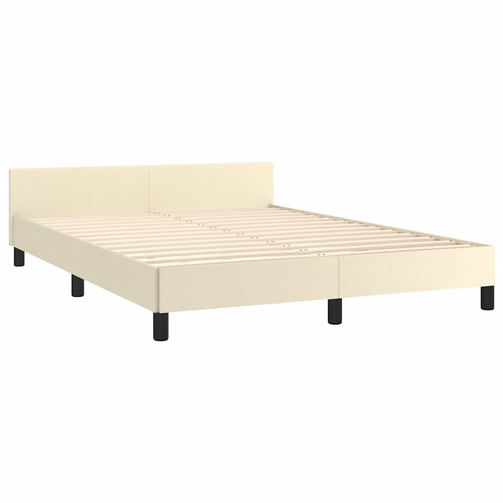 Bed frame with headboard without mattress cream 140x200 cm