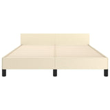 Bed frame with headboard without mattress cream 140x200 cm