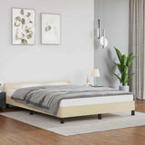 Bed frame with headboard without mattress cream 140x200 cm