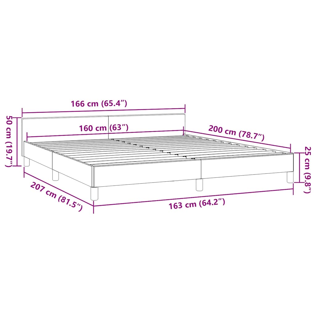 Cadre de lit avec tête de lit sans matelas crème 160x200 cm