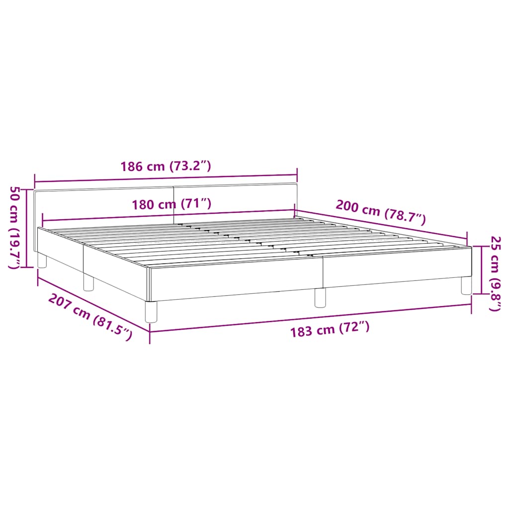 Cadre de lit avec tête de lit sans matelas crème 180x200 cm