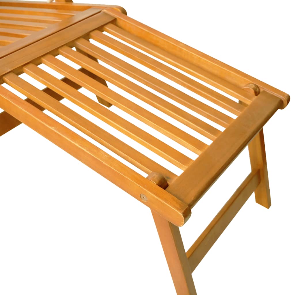 Chaises longues d'extérieur repose-pieds et table Acacia solide