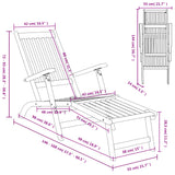 Chaises longues d'extérieur repose-pieds et table Acacia solide