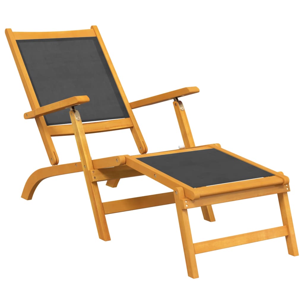 Outdoor lounge chairs set of 2 Solid acacia and textilene