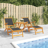 Outdoor lounge chairs set of 2 Solid acacia and textilene