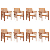 Chaises à manger de jardin et coussins lot de 8 Bois acacia