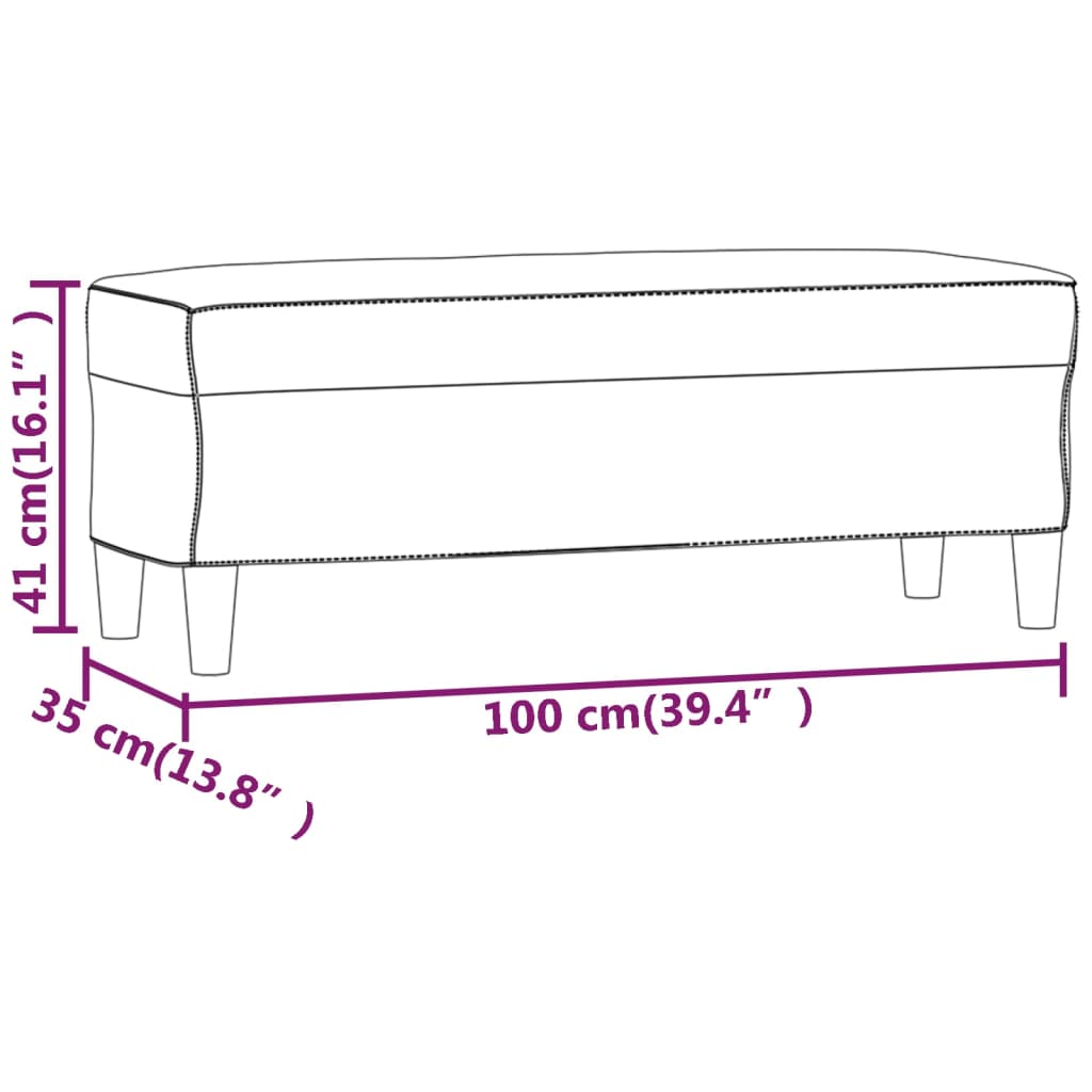 Banc Gris clair 100x35x41 cm Tissu