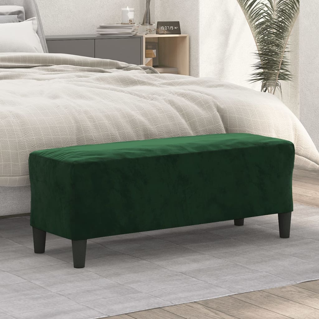 Banc Vert foncé 100x35x41 cm Velours