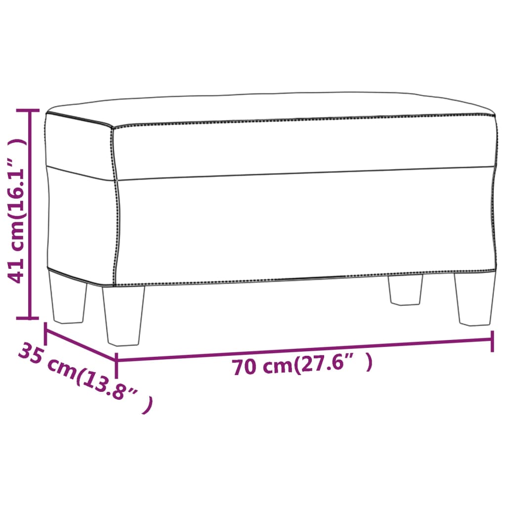 Banc Gris 70x35x41 cm Similicuir