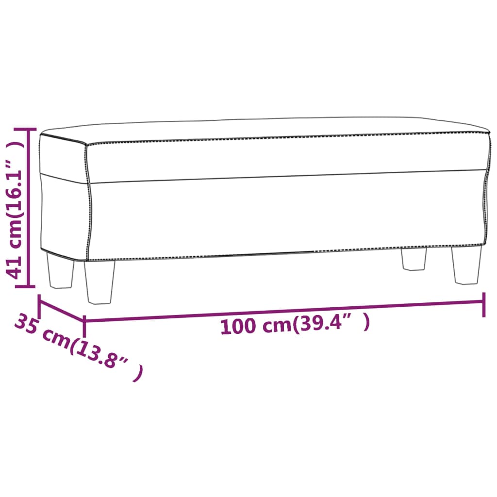 Banc Gris 100x35x41 cm Similicuir