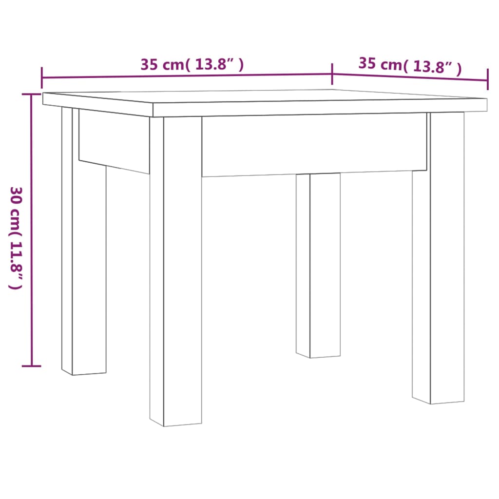 Couchtisch Weiß 35x35x30 cm Massives Kiefernholz