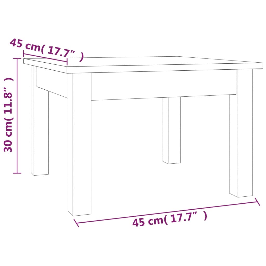 Couchtisch Schwarz 45x45x30 cm Massives Kiefernholz