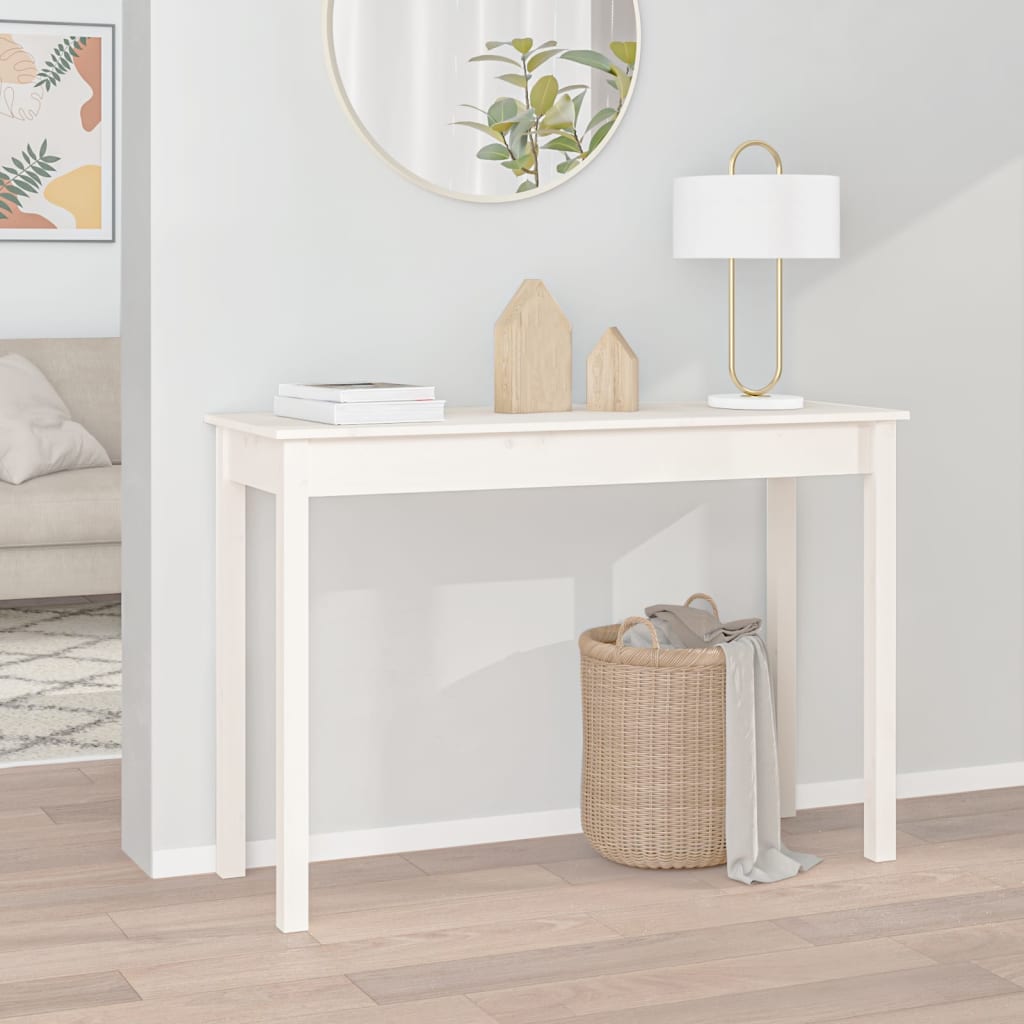 Table console Blanc 110x40x75 cm Bois massif de pin