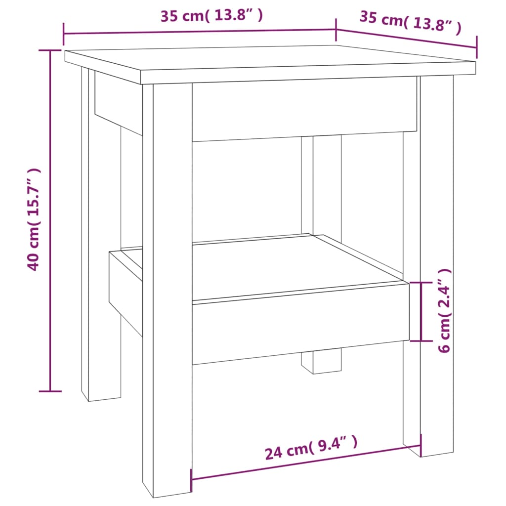 Table basse Noir 35x35x40 cm Bois massif de pin