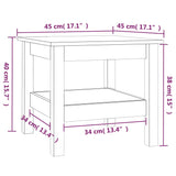 Couchtisch Weiß 45x45x40 cm Massives Kiefernholz