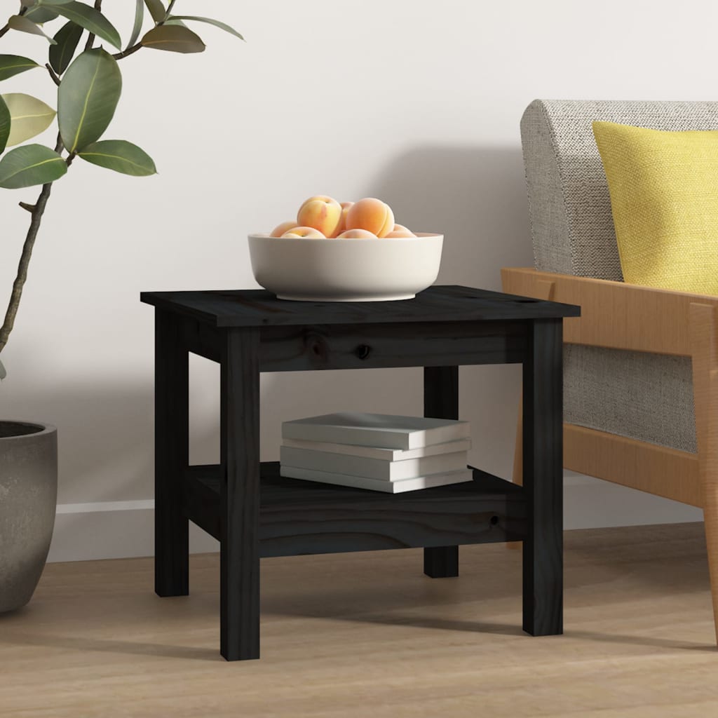 Table basse Noir 45x45x40 cm Bois massif de pin