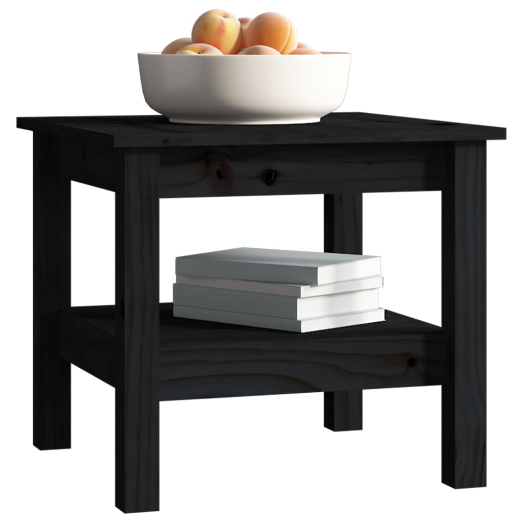 Table basse Noir 45x45x40 cm Bois massif de pin