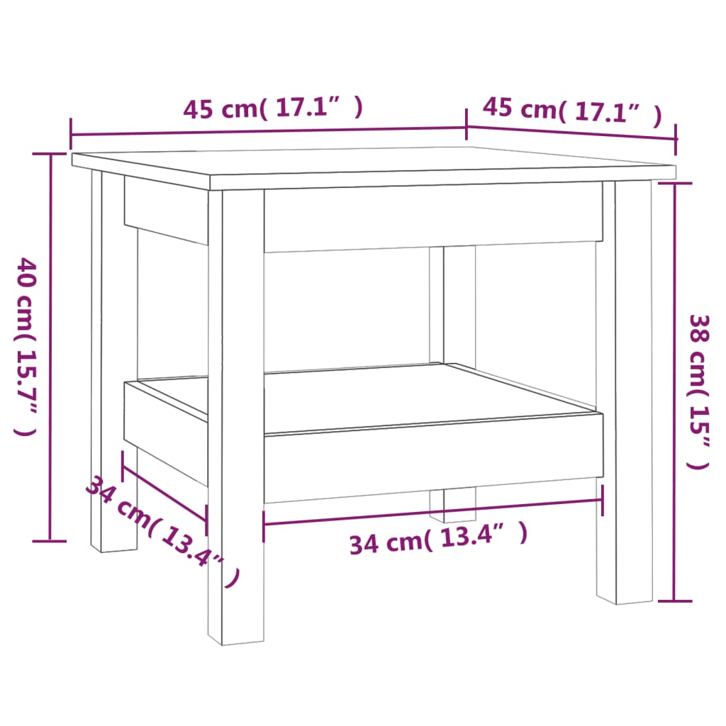 Table basse Noir 45x45x40 cm Bois massif de pin