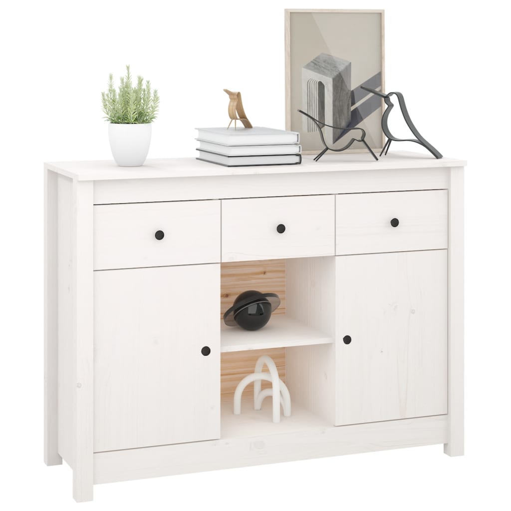 Buffet Blanc 100x35x74,5 cm Bois massif de pin